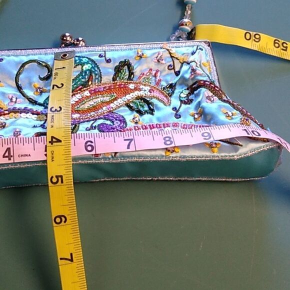 Embellished Beaded Kiss Clasp Clutch Cottagecore Grandmacore Granny Chic - Picture 7 of 7